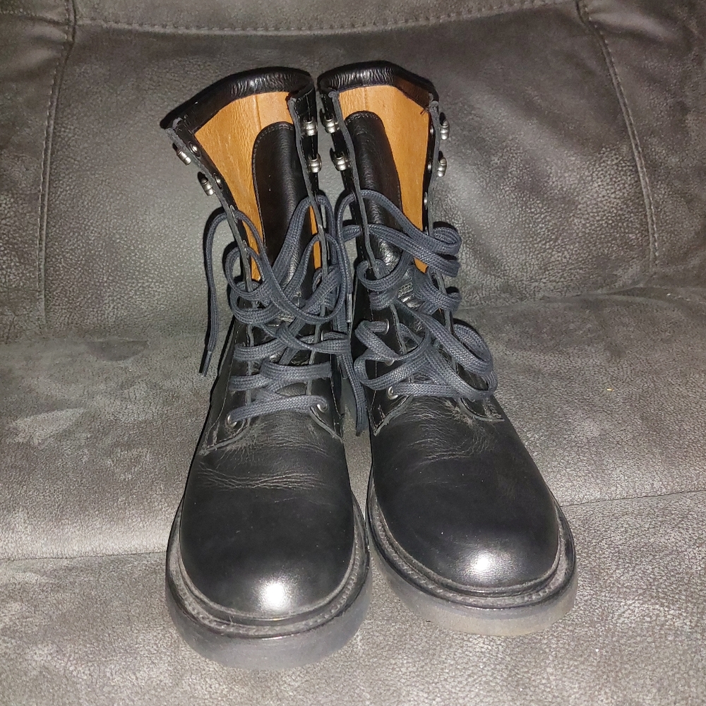 Frye Veronica Combat Logger Black  Leather Boots - Picture 2 of 10